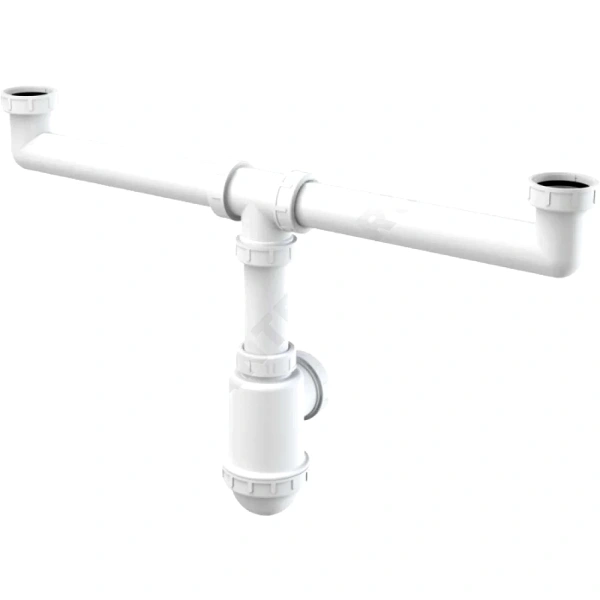 Сифон мойки 2чаши бут б/вып 1 1/2"x40/50 Alca A448-DN50/40