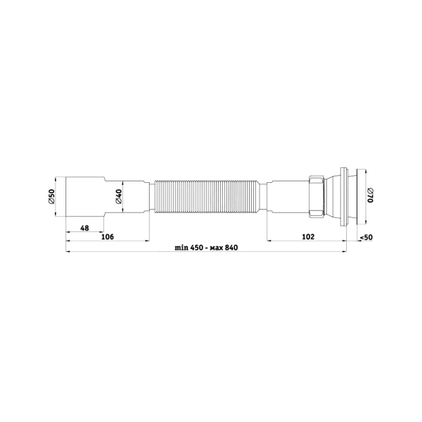 Сифон мойки гофр 1 1/2"x40/50 нерж/сетка АНИ Пласт G106