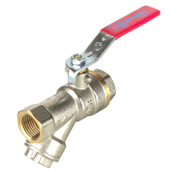 Кран-фильтр шар лат 1014 Euro Ду15 Ру40 м/м полн рыч Aquasfera 1014-01 .