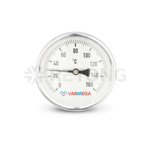 Термометр биметаллический с погружной гильзой Varmega VMMT02-101004, диаметр 100 мм, длина гильзы 10