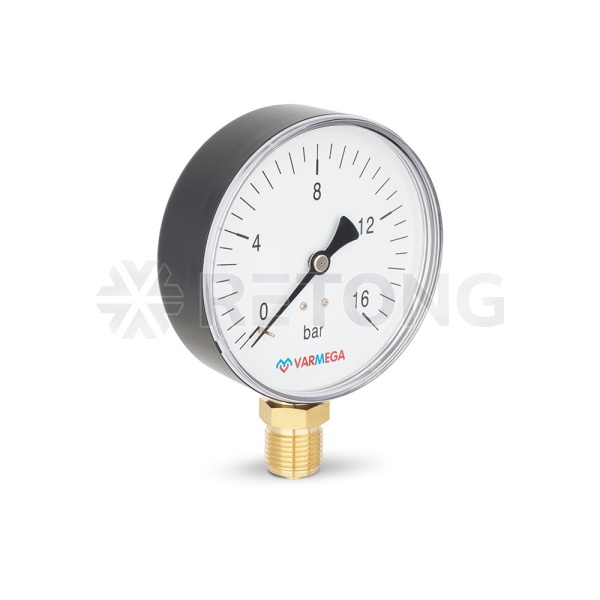 Манометр радиальный Varmega VMMT10-101604, диаметр 100 мм, 16 бар, 1/2"