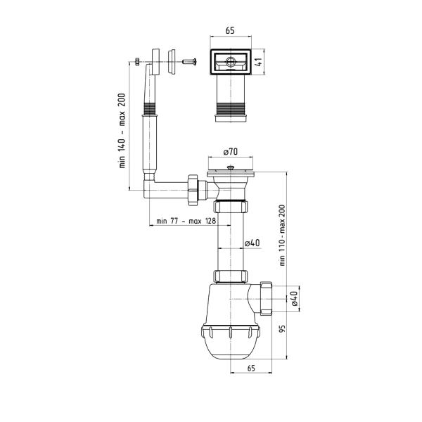 Сифон мойки бут ж/пер 1 1/2"x40 нерж/сетка Ани Грот АНИ Пласт A0140