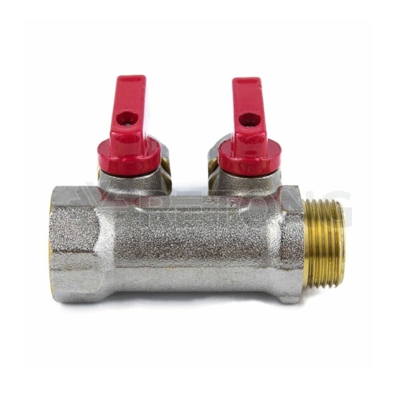 Коллектор лат шар/к красн 3/4" м/р 4в Дн16 обжим мп 35мм Aquasfera 7016-03 .