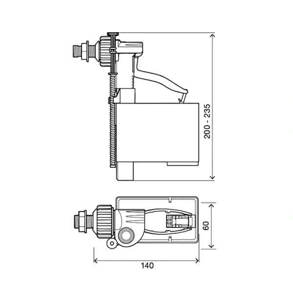 Арматура д/бачка налив 1/2" лат/ш б/под OLI Uni Jolly 560170/044992