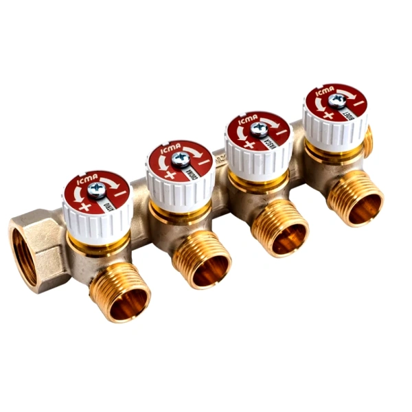 Коллектор лат клап рег 3/4" м/р 4в 1/2" н/р 37мм Icma 87227PC06
