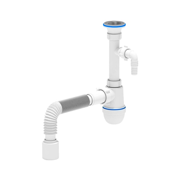 Сифон умыв/мойка бут 1 1/4"x40 гофр 40х50 отв нерж/сетка Ани АНИ Пласт C1310