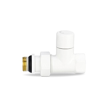 Запорный радиаторный клапан Varmega VMDV04-110404, 1/2" ВР-НР, прямой, белый