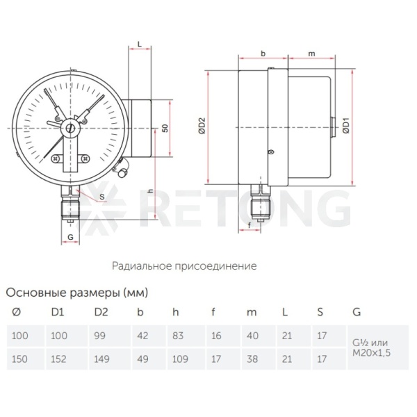 Манометр рад эл ТМ-510Р.05 0-1,6МПаДк100 G1/2" исп5 ст Росма 00000007642
