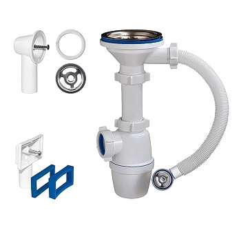 Сифон мойки бут г/пер 3 1/2"x40 нерж/сетка Орио Б-4507