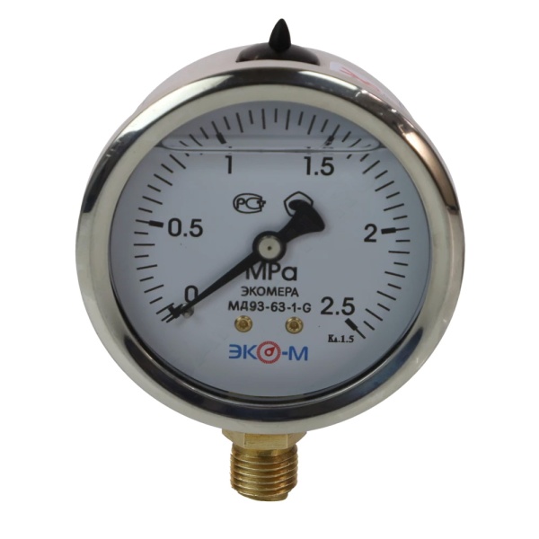 Манометр рад гидр МД93 0-0,6МПаДк63 G1/4" глиц нерж ЭКОМЕРА