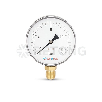 Манометр радиальный Varmega VMMT10-101604, диаметр 100 мм, 16 бар, 1/2"
