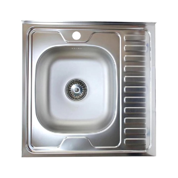 Мойка нерж AISI 430 накладн 600х600 0,6мм лев б/сиф 1 1/2 Владикс L-403