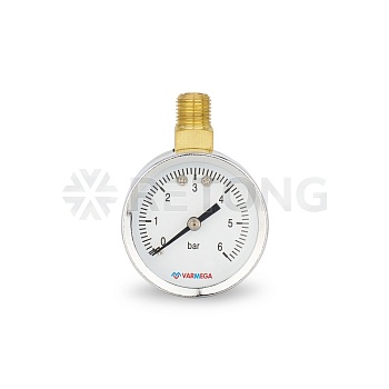 Манометр радиальный верхний Varmega VMMT12-500602, диаметр 50 мм, 6 бар, 1/4"