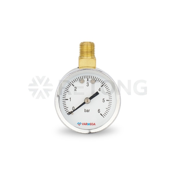 Манометр радиальный верхний Varmega VMMT12-500602, диаметр 50 мм, 6 бар, 1/4"