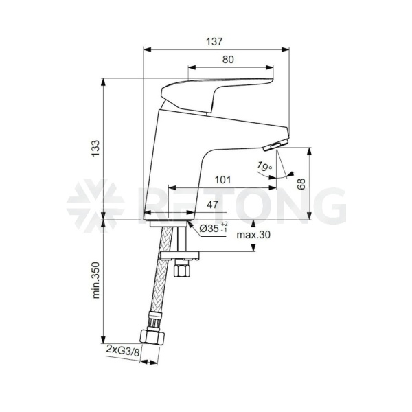 Смес/умыв CERAFLEX однор лит/изл Ideal Standard B1710AA