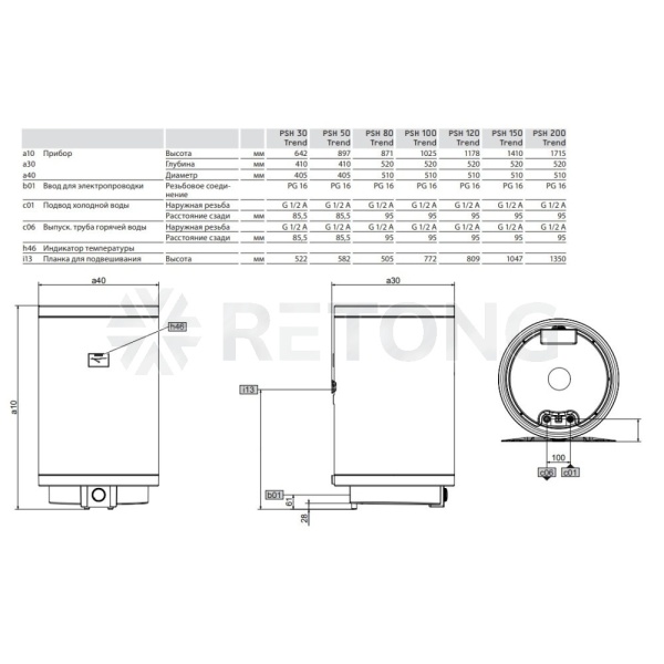 Водонагр эл накоп 120л верт PSH 120 Trend 2кВт Stiebel Eltron 232084