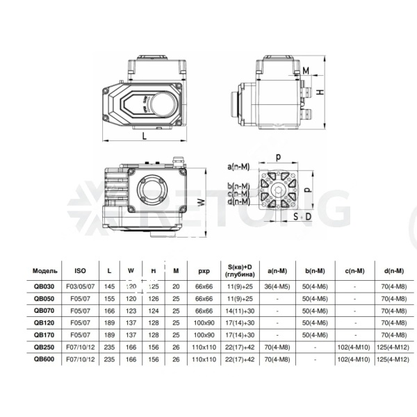 Электропривод QB-030 380В F03/F05/F07 11х11/9х9 Benarmo