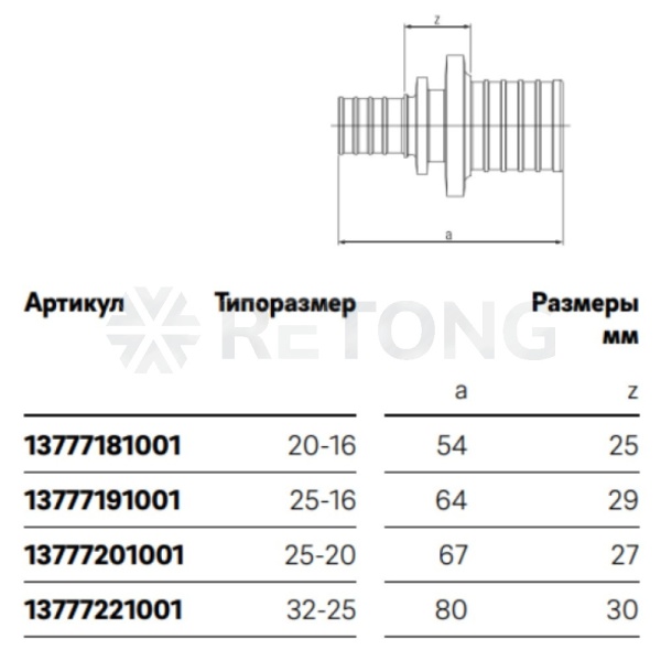 Муфта PE-X бр аксиал Дн20х16 перех PLATINUM RX Rehau 13777181001