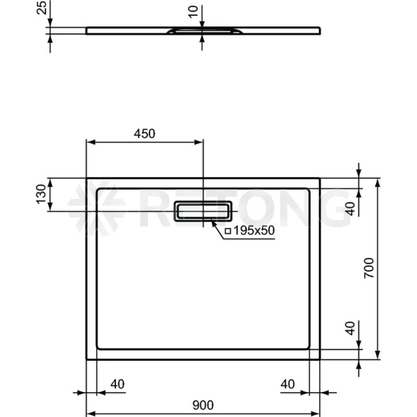 Поддон акр ULTRAFLAT 90х70 прямоуг Ideal Standard T447401