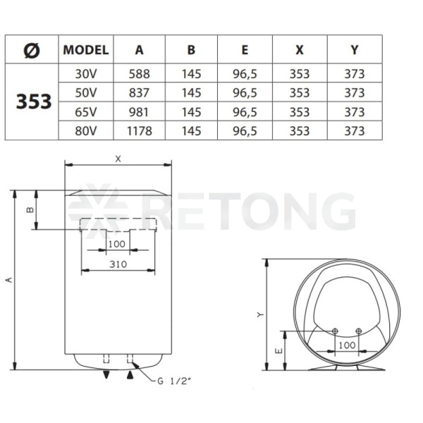 Водонагр эл накоп 80л верт BLU1 ECO ABS PW 80 V SLIM Ariston 3700557