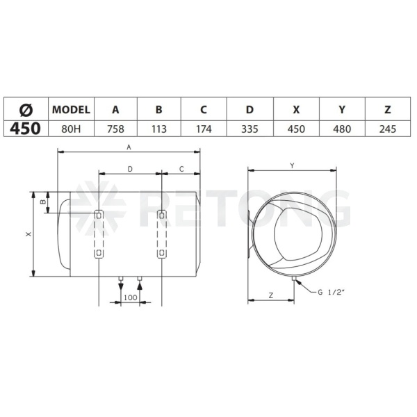 Водонагр эл накоп 80л гор PRO1 R ABS 80 H 1,5кВт Ariston 3700565