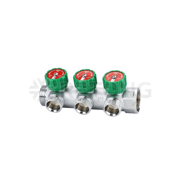 Коллектор регулирующий Varmega VM14623, 1", на 3 выхода 1/2", хромированный