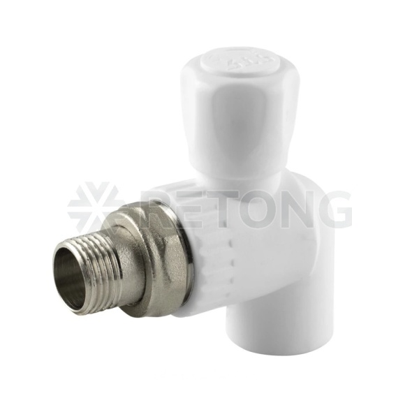 Кран шаровой PP-R бел Дн20х1/2" НР угл д/рад РосТурПласт 27807