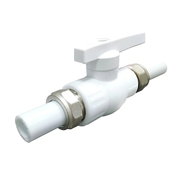 Кран шаровой PP-R бел полн Дн25 с двусторонним разъемным соединением VALFEX 20246025