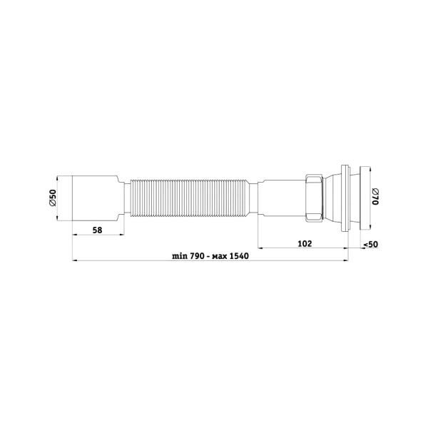 Сифон умыв/мойка гофр 1 1/2"x50 удл нерж/сетка АНИ Пласт G115