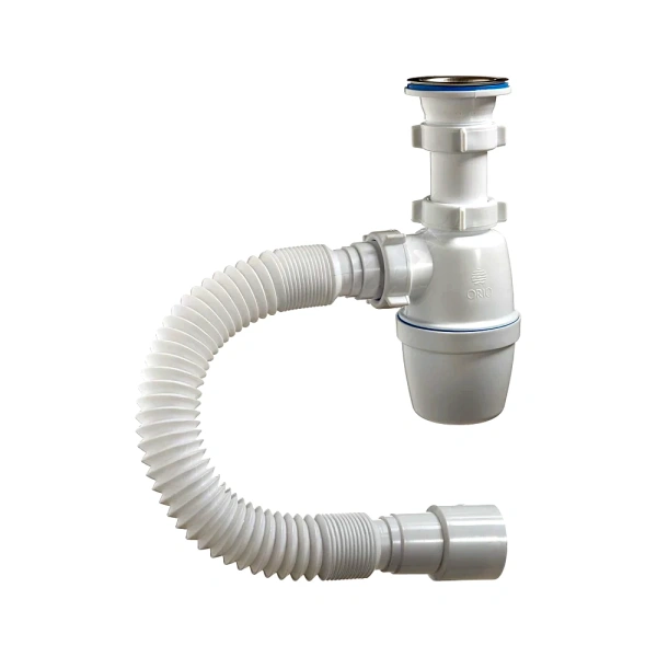 Сифон умыв/мойка бут 1 1/2"x40 гофр 40х40/50 нерж/сетка Орио А-4001