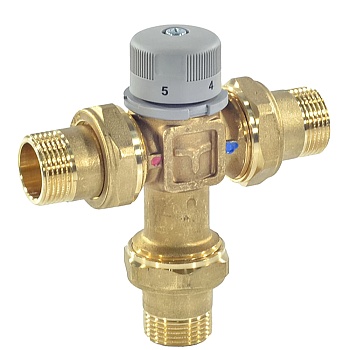 Термостатический смесительный клапан Varmega VM17002 ВР 3/4", Kvs 1.6, PN 10, смешение в бок, 30-65°