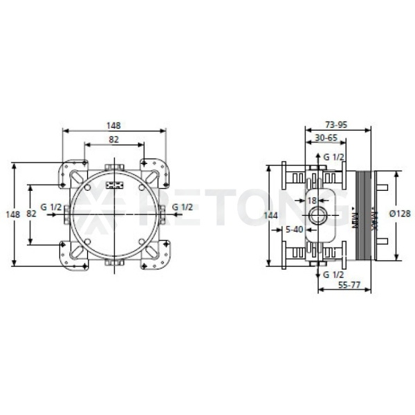 Комплект встр/смес ванна/душ скрыт/м универсальный Ideal Standard A1000NU