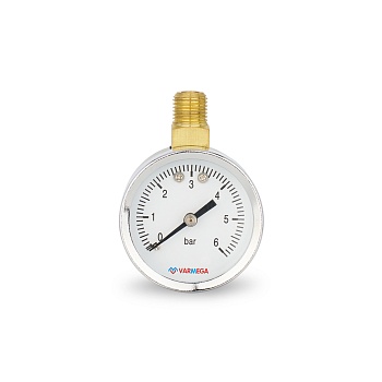 Манометр радиальный верхний Varmega VMMT12-500602, диаметр 50 мм, 6 бар, 1/4"