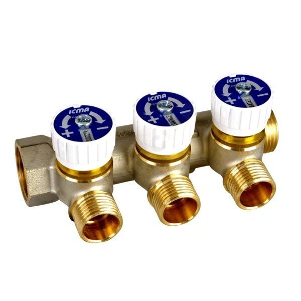 Коллектор лат клап рег 3/4" м/р 3в 1/2" н/р 37мм Icma 87227PB06