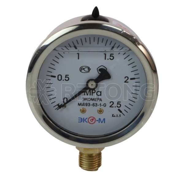 Манометр рад гидр МД93 0-2,5МПаДк63 G1/4" глиц нерж ЭКОМЕРА