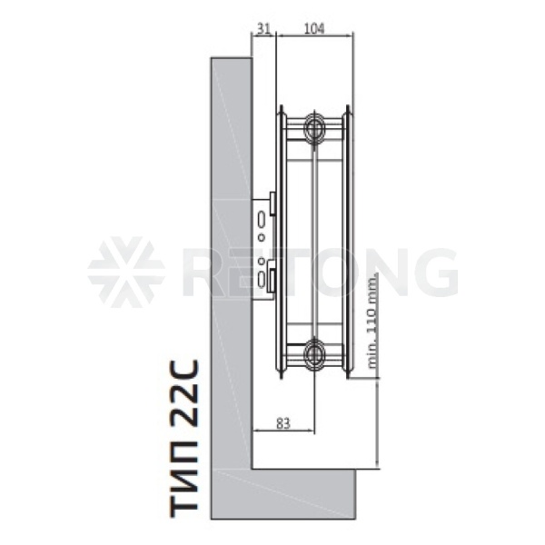 Радиатор панель С 22 300х500 722Вт бок/п RAL9016 Heaton Plus