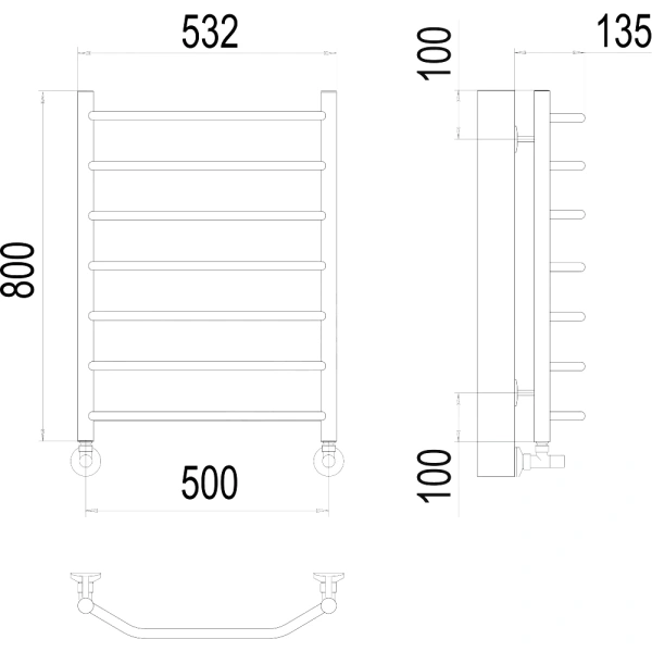 Полотенцесуш Лесенка 1/2" 500х800 8П н/п Виктория в/к Терминус 4670078530134