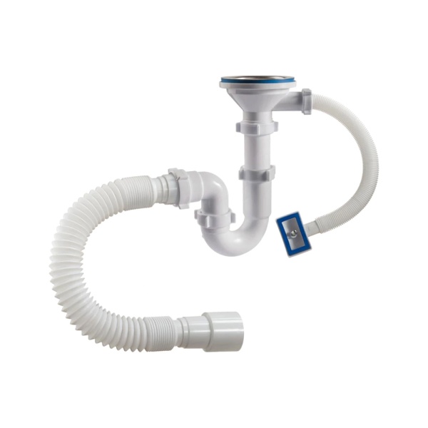 Сифон мойки труб г/пер 3 1/2"x40 гофр 40х40/50 нерж/сетка Орио S-41079