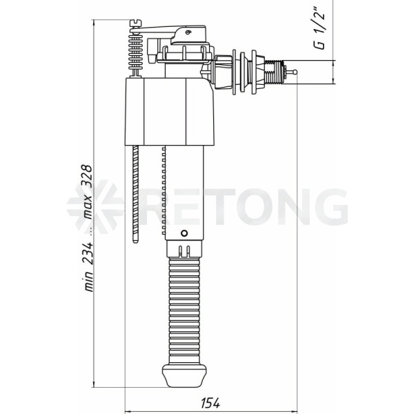 Арматура д/бачка налив 1/2" пл/ш б/под АНИ Пласт WC5010