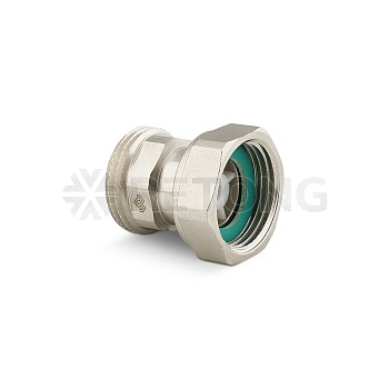 Соединитель Varmega с НГ ВР-НР 3/4" x 3/4", с плоским уплотнением и обратным клапаном никелированный