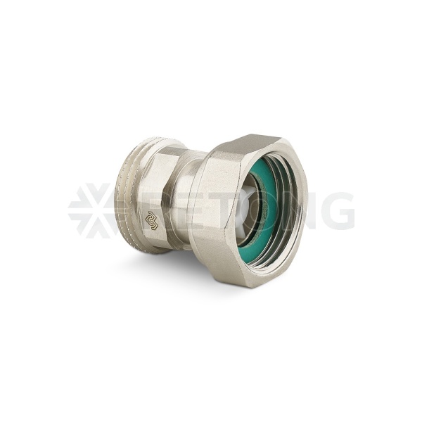 Соединитель Varmega с НГ ВР-НР 3/4" x 3/4", с плоским уплотнением и обратным клапаном никелированный