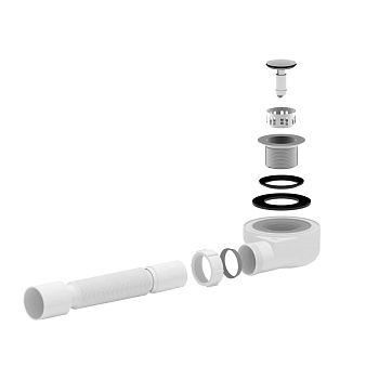 Сифон д/поддона h=55мм 1 1/2"x50 гофр 40х50 клик-клак АНИ Пласт E455CLS