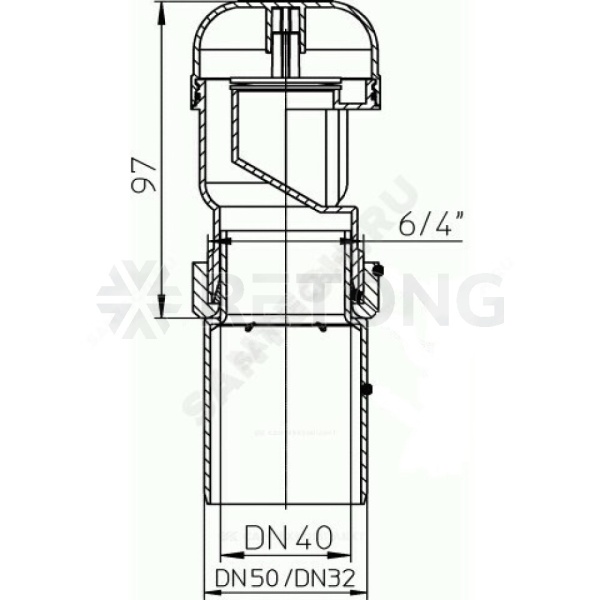 Клапан воздушный канализац б/н Дн32/40/50 HL 904