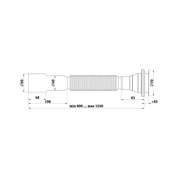 Сифон умыв/мойка гофр 1 1/2"x40/50 удл нерж/сетка АНИ Пласт G716