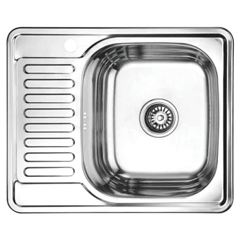 Мойка нерж врезн Глянцевая 580х480 0,8мм лев в/к сиф 3 1/2 Ledeme L95848-L