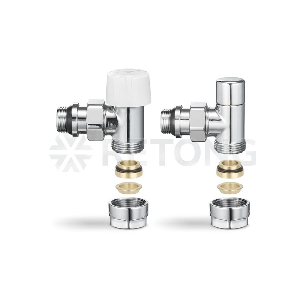 Комплект термостатический с запорным клапаном Varmega №1 VMDV10-410415, 1/2" x 3/4"EK ВР-НР, угловой