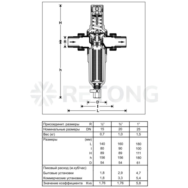 Фильтр T-обр лат рег дав Ду20 Ру25 р/р сл кран Honeywell FK06-3/4"AAM