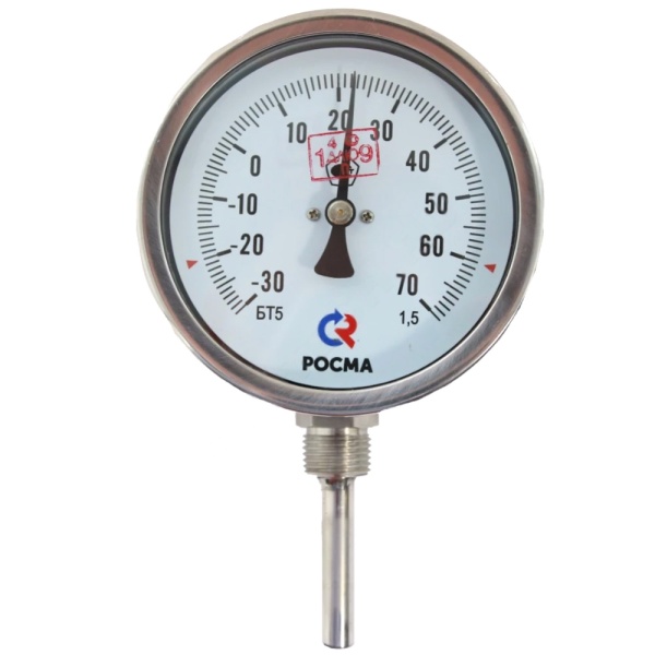 Термометр биметалл БТ-52.211 -30+70С Дк100 L=64 G1/2" рад Росма 00000002624