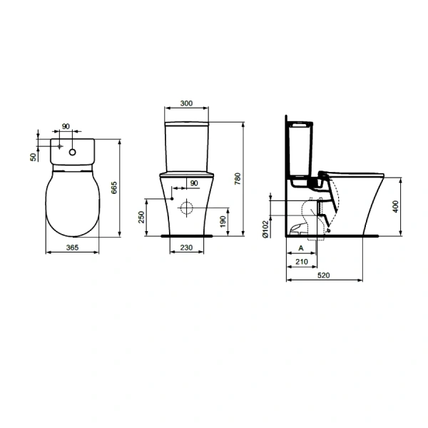 Унитаз б/бачка CONNECT AIR б/о г/вып б/сид Ideal Standard E009701