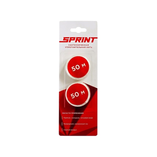 Нить уплотнит набор катушек 2х50м вода, газ в блистере SPRINT 04064